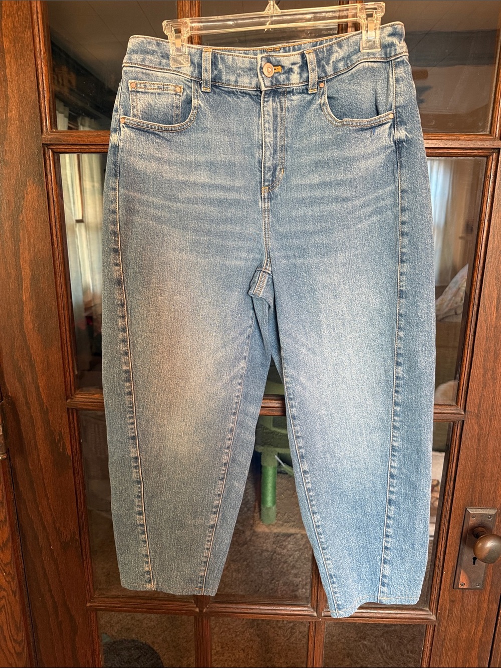 Talbots Relaxed Barrel Jeans Light Wash High Rise Denim Size 8 Womens Boho